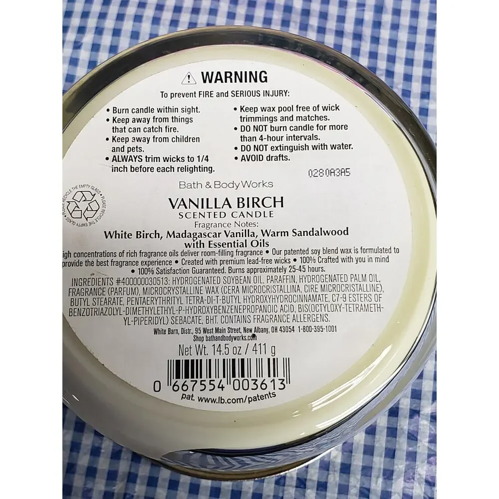BBW Vanilla Birch Reindeer Design on Jar Large 3 Wick Candle Home Fragrance - Picture 2 of 2